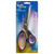 8.5 inch soft grip stainless steel dressmakers scissors in pink and black, packaged on a blue and purple blister card marked Javelin Professional.