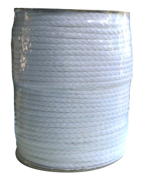 Image shows a coil of size 5 cotton piping cord in bleached white. The cord is approximately 5mm in diameter, tightly wound and smooth in texture, suitable for upholstery and sewing projects.