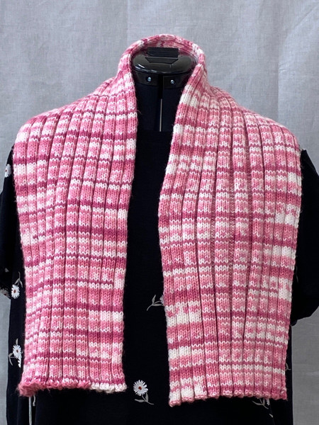 Hand-Knitted Chunky Ribbed Pink Scarf – Long Winter Scarf in Shades of Pink
