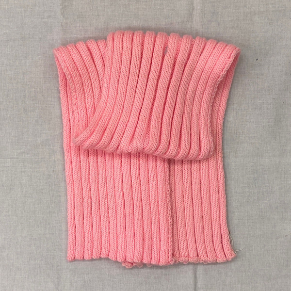 Hand-Knitted Chunky Light Pink Ribbed Scarf – Wide Knit Winter Scarf