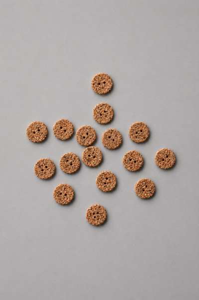 A round 17mm natural cork button with two sewing holes in the centre, featuring a textured cork finish suitable for sewing, knitting, and craft projects.