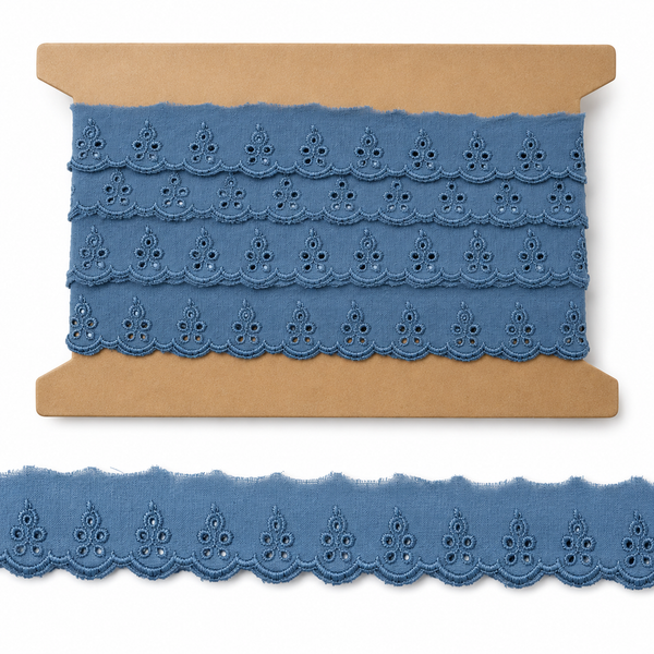 Blue Borderer Trim 40mm Wide – Decorative Woven Sewing Trim for Upholstery, Curtains & Crafts.