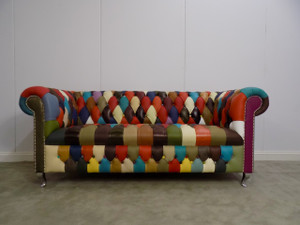 Harlequin Leather 3 Seater Chesterfield (button seat) Harlequin Leather 3 Seater Chesterfield (button seat)