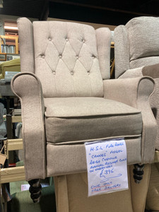CANNES PUSH RECLINER  WING CHAIR IN GREY FABRIC