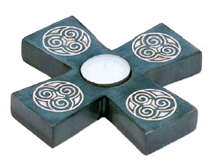 Celtic Cross Tealight and Incense Holder of Soapstone