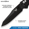 Benchmade - 945BK-1 mini Osborne Knife, Reverse Tanto Blade, Plain Edge, Black/Blue Baselayer G10 Handle