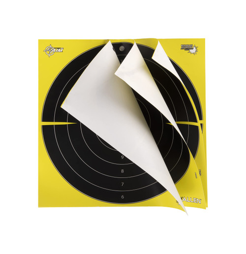 EZ Aim Splash Reactive Paper Shooting Targets, Bullseye, Peel Away Target Pad, 12.5" Square, 30-Pack, Black/Chartreuse