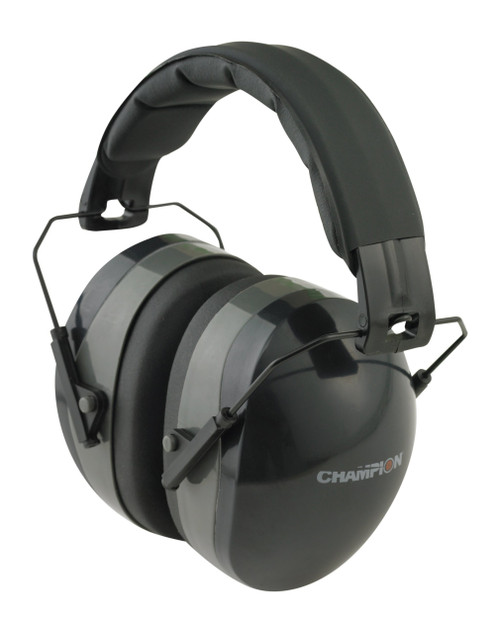 Champion Targets 40970 Passive Muff  27 dB Over the Head Black Ear Cups with Padded Adjustable Black Headband  Gray Accents for Adults