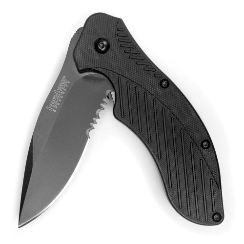 Kershaw 1605CKTST Clash  3.10 Folding Drop Point Part Serrated Black Oxide 8Cr13MoV SS Blade Black GlassFilled Nylon Handle Includes Pocket Clip