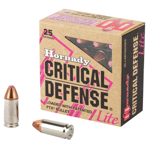 Hornady 90240 Critical Defense Lite 9mm Luger 100 gr Hornady Flex Tip eXpanding 25 Per Box 10 Cs
