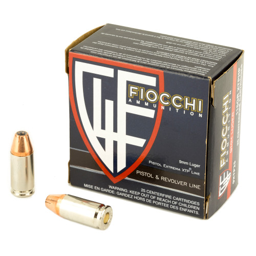 Fiocchi 9XTP25 Hyperformance  9mm Luger 115 gr Hornady XTP Hollow Point 25 Per Box 20 Cs
