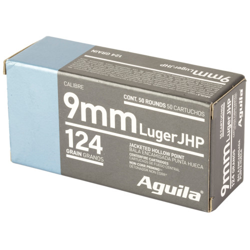 Aguila 1E092125 Personal Defense Handgun 9mm Luger 124 gr Jacketed Hollow Point 50 Per Box 10 Cs