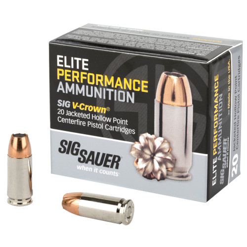 Sig Sauer E9MMA120 Elite VCrown  9mm Luger 115 gr Jacketed Hollow Point JHP 20 Round Box
