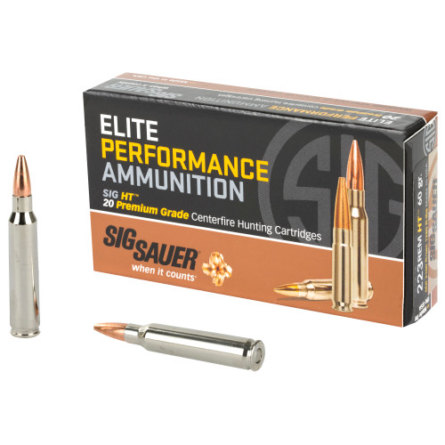 Sig Sauer E223H120 Elite Copper Hunting  223 Rem 60 gr 3100 fps Copper Solid 20 Round Box