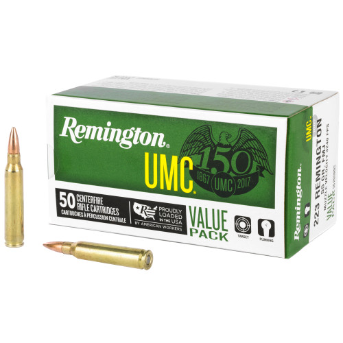 Remington Ammunition 23966 UMC  223 Rem 55 gr 3240 fps Full Metal Jacket FMJ 50 Round Box Value Pack