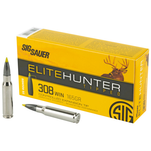 Sig Sauer E308TH220 Elite Hunter Tipped  308 Win 165 gr 2840 fps Controlled Expansion Tip CET 20 Round Box