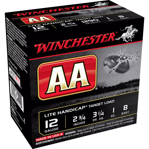 Winchester Ammunition AA Lite Handicap 12 Gauge 2.75" #8 Shotshell 25 Round Box AAHLA128