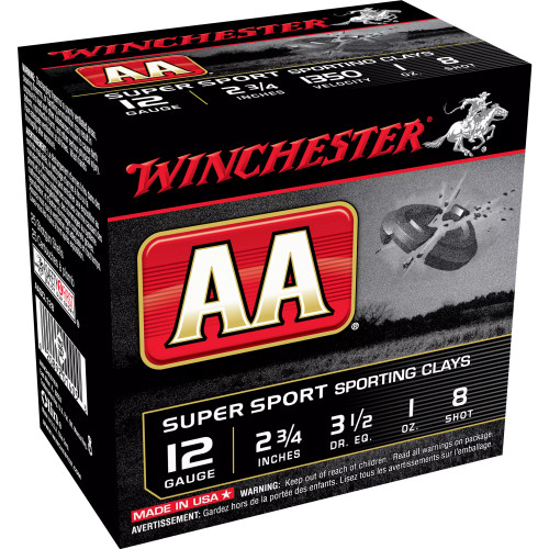 Winchester Ammunition AA Supersport Sporting Clay 12 Gauge 2.75" #8 1 oz 3 1/2 Dram 25 Round Box AASCL128