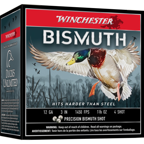 Winchester Ammunition Bismuth 12 Gauge 3" #4 1 3/8 oz Shotshell 25 Round Box SWB1234