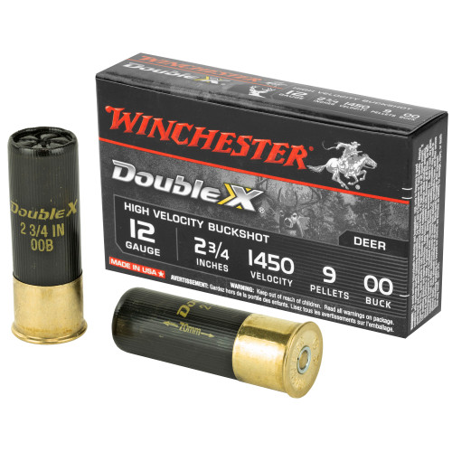 Winchester Ammunition Double X 12 Gauge 2.75" 00 Buck Buckshot 9 Pellets 5 Round Box SB1200