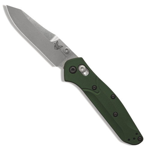 Benchmade - 945 Mini Osborne Folding Knife 2.92" S30V Satin Plain Blade, Green Aluminum Handles