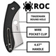 Spyderco C177GP ROC  3.07 Folding Cleaver Plain Matte Gray VG10 SS Blade Black G10 Handle Includes Pocket Clip