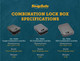 SnapSafe 75240 Lock Box  XL CombinationKey Entry Black Steel 10 W x 7 H x 2 D