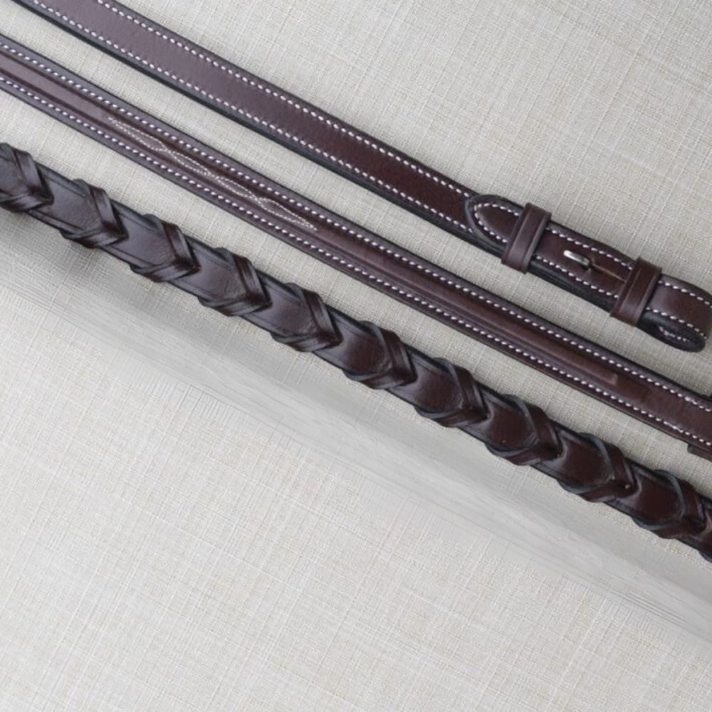 Black Oak Square Raised Laced Reins - Thumbnail 2