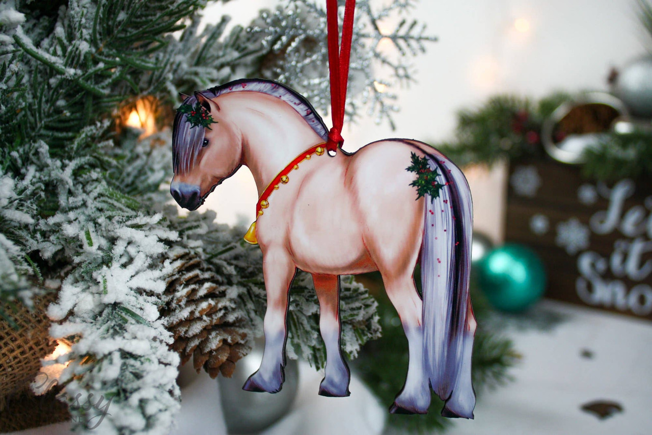 Classy Equine Dun Fjord Horse Christmas Ornament