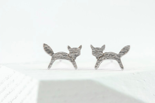 Silver Foxy Stud Earrings