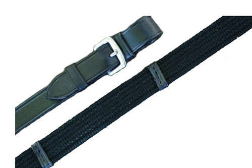 Red Barn Web Reins with Stops - 3/4” - Buckle Ends - Black