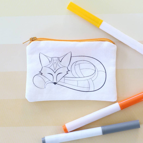 Fox Coin Purse - Coloring Kit with Markers