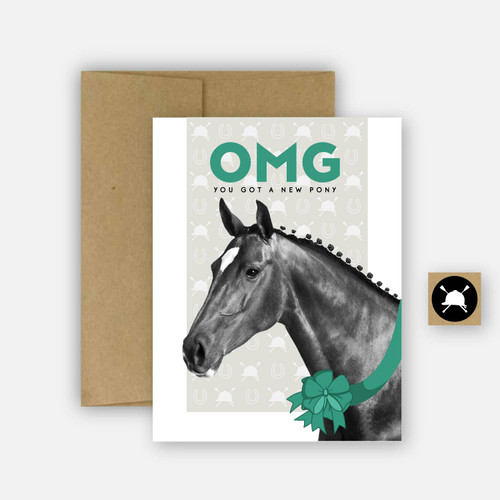 Greeting Card -  OMG New Pony Horse Equestrian