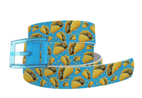 C4 Classic Belt - Tacos on Blue Belt with Baby Blue Buckle