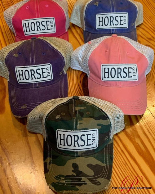 Horse Girl Distressed Trucker Cap  - 5 Colors