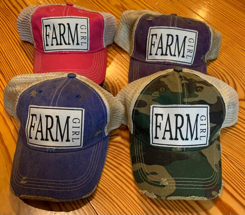 Farm Girl Distressed Trucker Cap  - 5 Colors