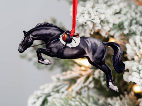 Jumping Horse Ornament - Black Hunter Jumper