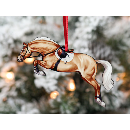 Jumping Horse Ornament - Palomino Hunter Jumper