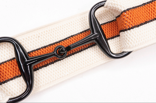 Ellany Bourbon Stripes - 1.5" Black Snaffle Elastic Belt