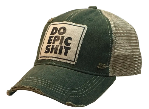 Do Epic Shit Distressed Trucker Cap in Dark Green