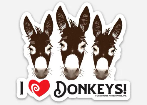 Magnet 3 inches: I Love Donkeys 