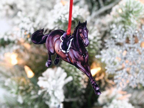 Jumping Horse Ornament - Seal Brown