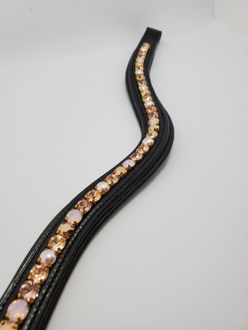 Red Barn Curved Rose Pearl Browband - Black 