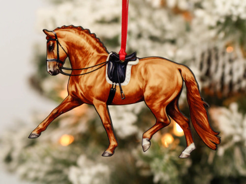 Dressage Horse Ornament - Chestnut Extended Trot Dressage