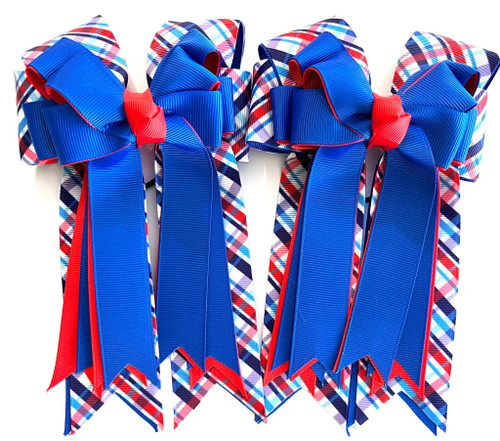 Red, White & Blue Plaid Show Bows