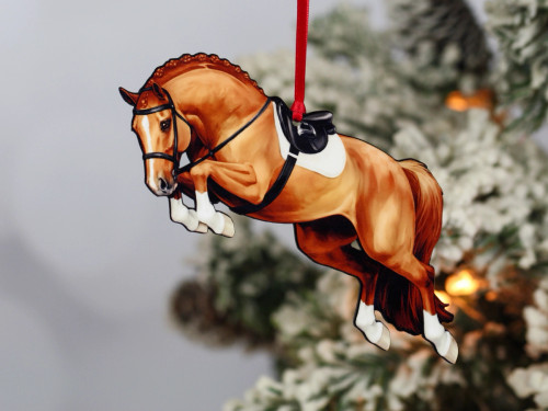 Jumping Horse Ornament - Chestnut Hunter Jumper 2