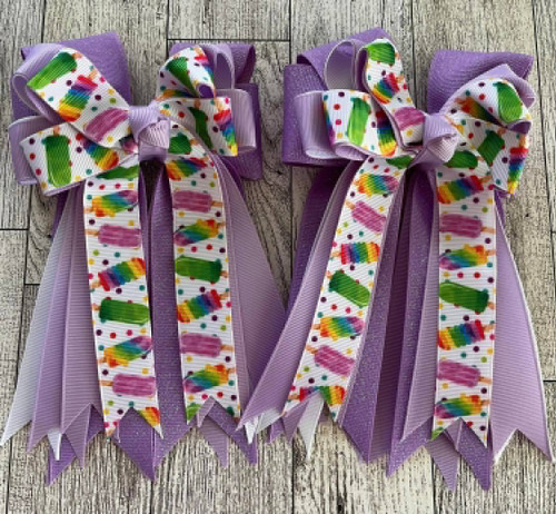 Purple Glitter Popsicles Show Bows