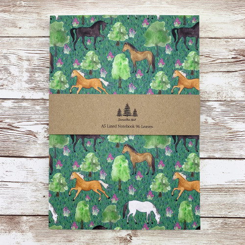 Thick A5 Lined Notebook - Horses