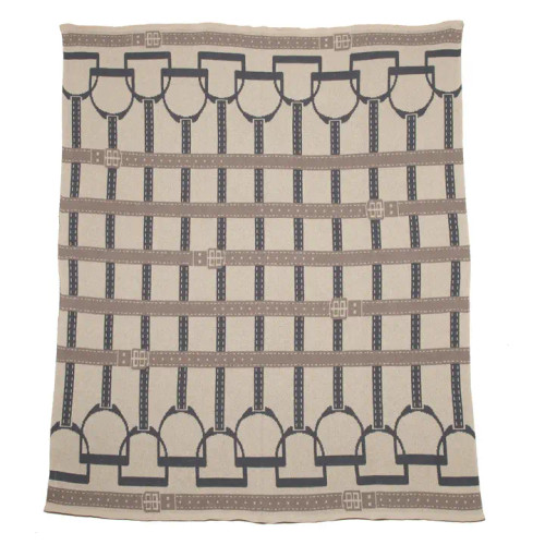 Equestrian Stirrup Throw Blanket - Flax/Smoke/Hemp