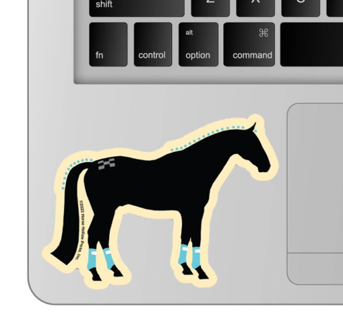 3" Waterproof Black Horse w/ Wraps & Braids Sticker